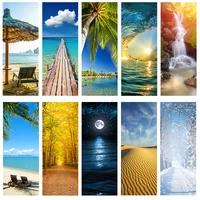 landscape pattern door wallpaper stickers beach waves sunset home decor gate poster for wall stickers on door 200cm77cm