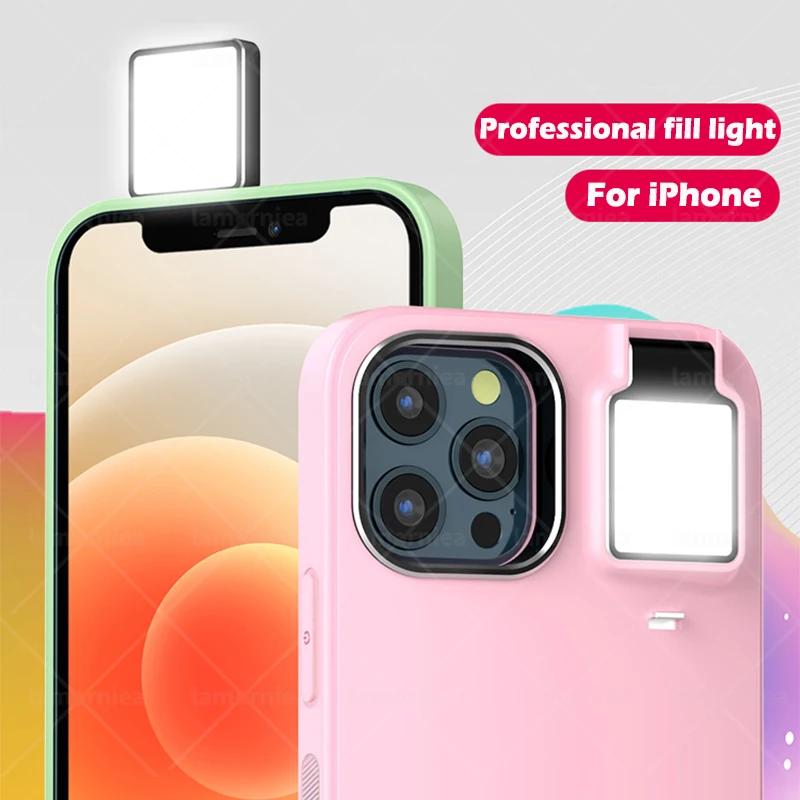 

For iPhone 12 11 Pro Max Phone Case Fill Light Selfie Beauty Ring Flash Case Stable Perfect For iPhone XR X XS Max 11 12 Pro Max