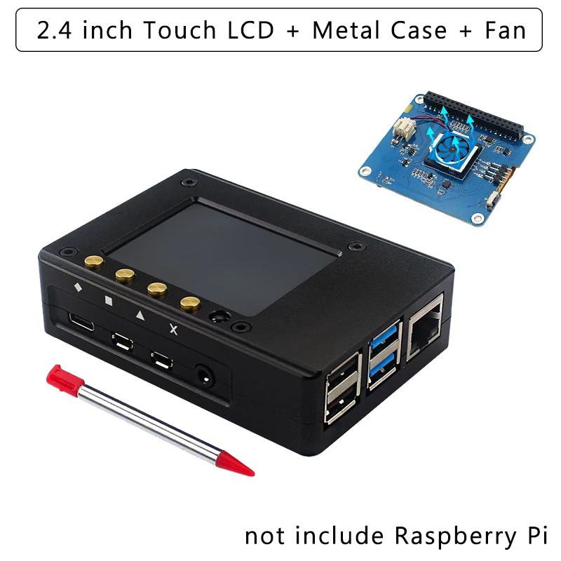 

2.4 inch Raspberry Pi 4 Touch Screen 320x240 TFT Display LCD with Cooling Fan + Aluminum Alloy Case for Raspberry Pi 4 Model B