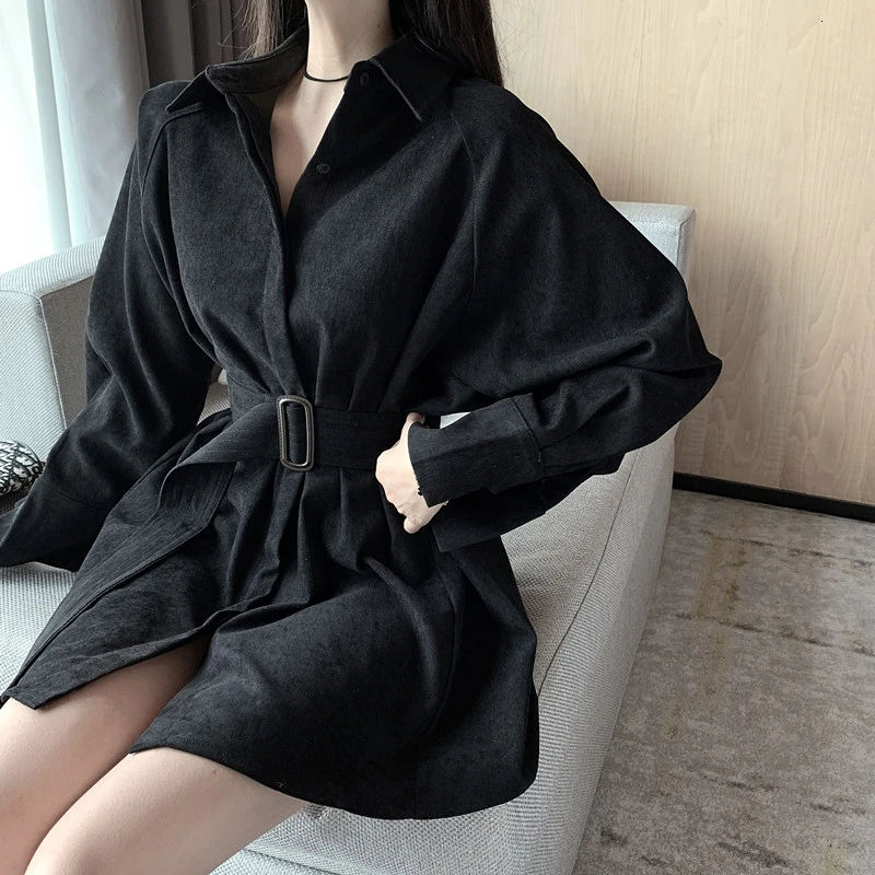 Женская Вельветовая рубашка свободного покроя модная черная с длинным рукавом и