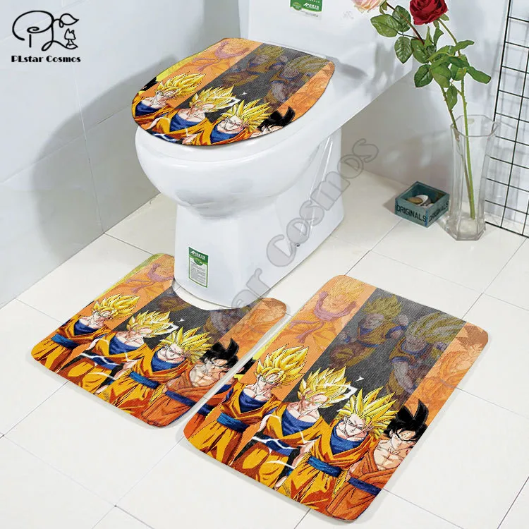 anime 3d printed bathroom pedestal rug lid toilet cover bath mat set drop shipping free global shipping