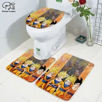Anime printed Bathroom Pedestal Rug Lid Toilet Cover Bath Mat Set drop shipping