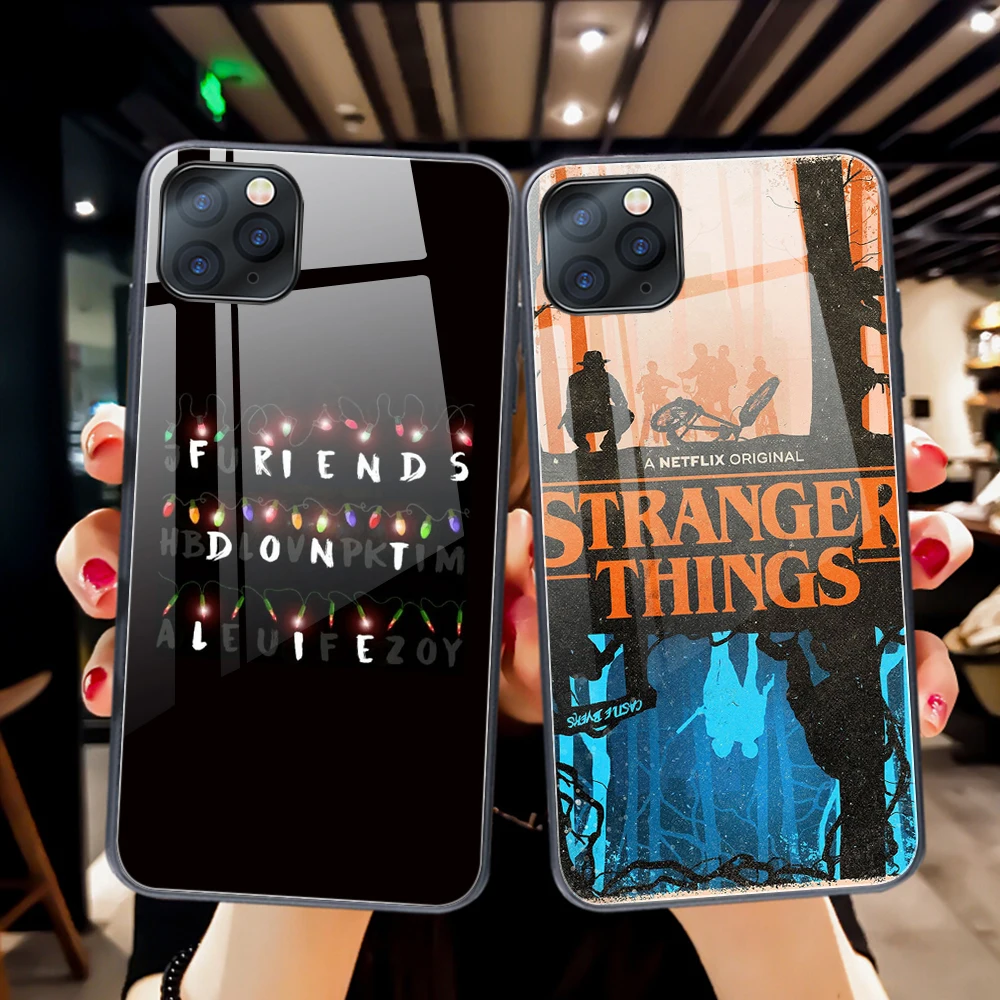 

Stranger Things Funda Case for Iphone 12 Pro case for Iphone 12 11 XR Pro XS MAX X 7 8 6 6S Plus SE 2020 Tempered Glass Case