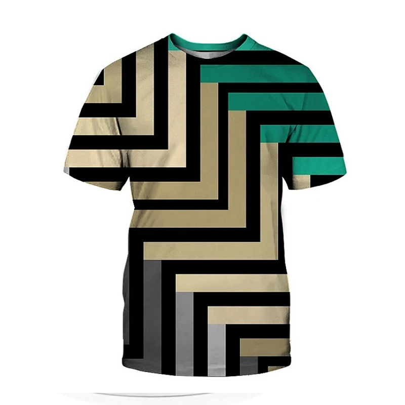 

Новые мужские 3D цифровая печать футболки с геометрическим рисунком, пространства с коротким рукавом мужская и женская одежда летом