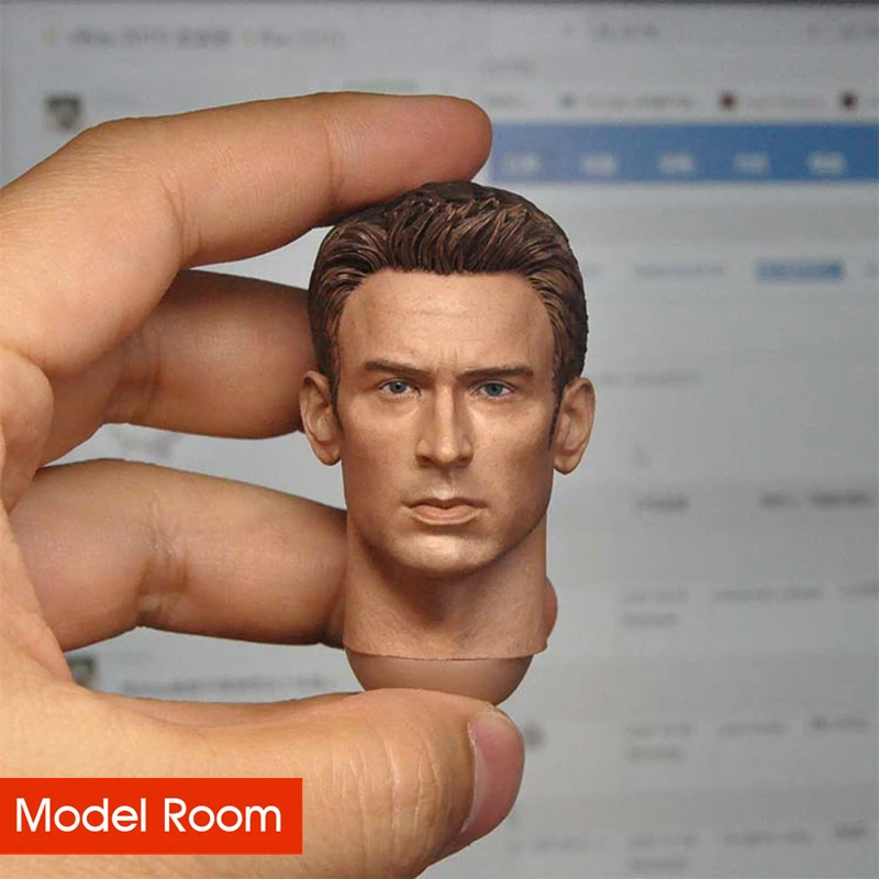 

1/6 Steve Chris Evans Head Sculpt PVC Male Head Carving Fit 12'' Soldier Action Figure Body