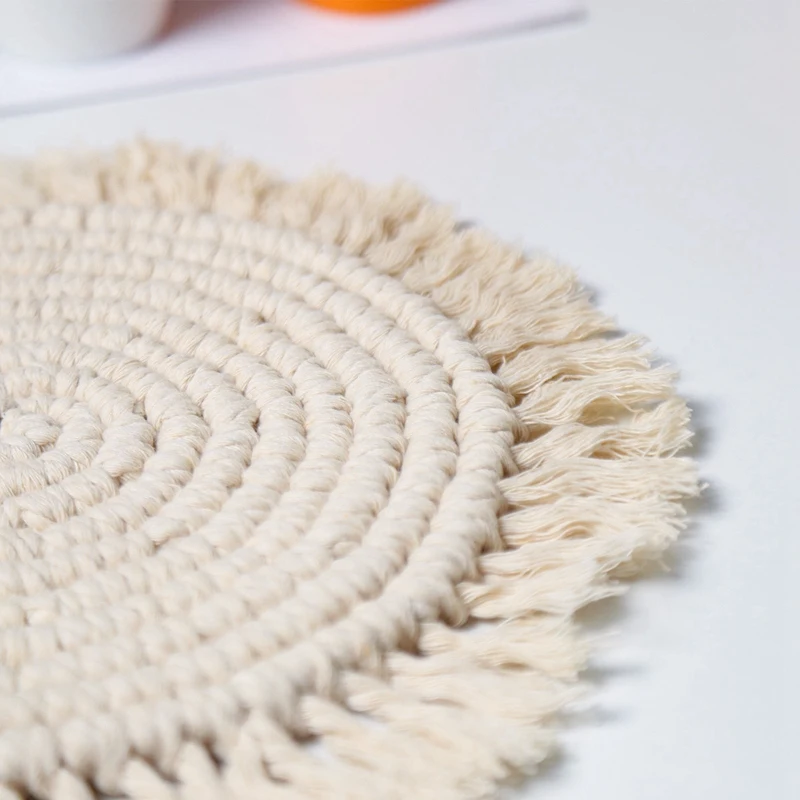 Bohemian Cup Mat Heart Shape Tablecloth DIY Placemat Non-Slip Insulated Table Protector Pad Kitchen Accessories |