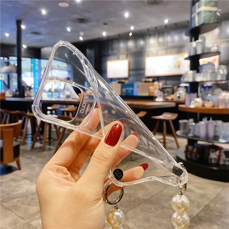 

Fashion Big Pearl Bracelet Protective Cover Phone Cases TPU Soft Shell For XiaoMi 11 10 9 Lite For RedMi Note 8 8T 7 K40 K30 Pro