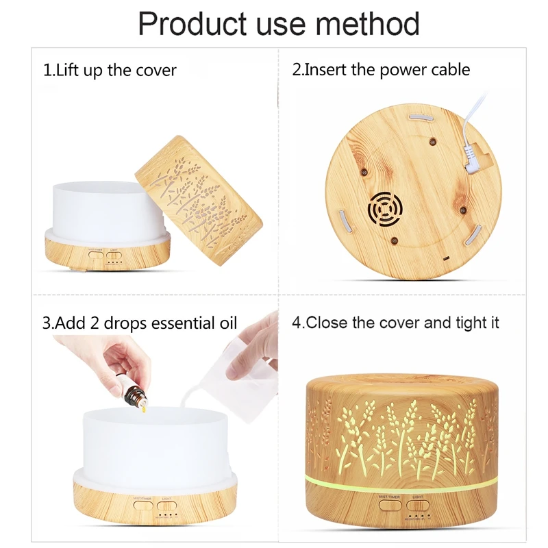 

700Ml Silent Air Humidifier Essential Oil Diffuser Aromatherapy Electric Ultrasonic Cool Mist Maker for Home