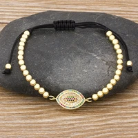 aibef turkish evil eye bracelets adjustable women handmade braided rope lucky crystal cz copper beads female best jewelry gift