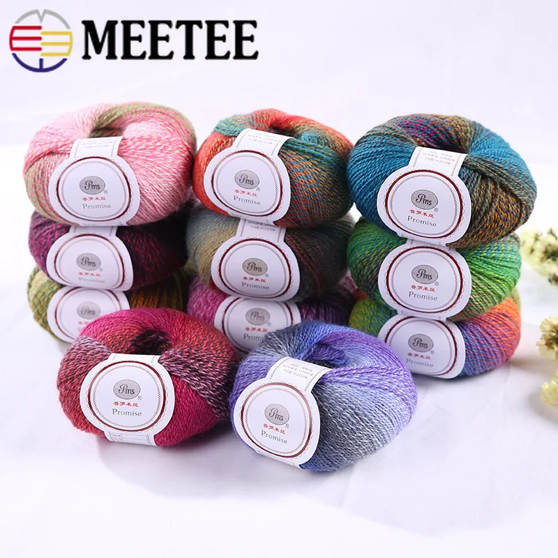 Meetee 2 шт. натуральная шерстяная ткань цвет окрашенный градиент ручная вязка линия