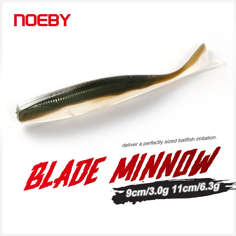 

NOEBY Blade Minnow Soft Lures 9cm 11cm Dart Silicone Worm Artificial Soft Bait Saltwater Freshwater for Sea Bass Fishing Lure