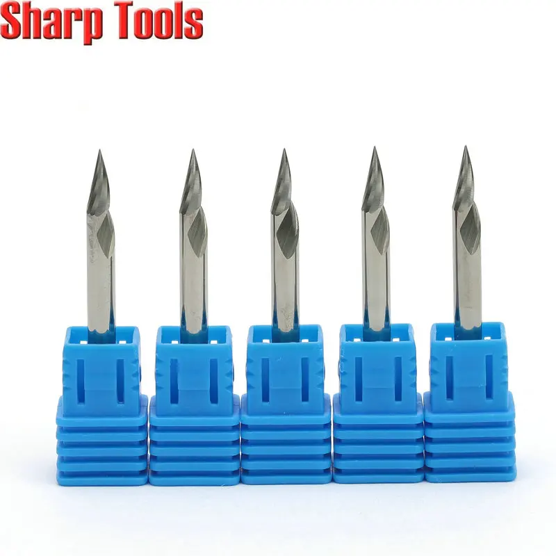 3.175 x 0.4mm 5pcs 0.2-0.5mm Tip 3.175*30 Angle V Carving 1 Flute Spiral Carbide Engraving Bits CNC Router Tools Grooving Milling Cutters for Metal - Длина режущей кромки: 3.175 x 0.4mm 5pcs