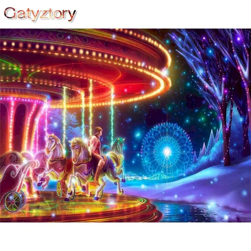 

GATYZTORY Painting By Numbers Kits For Adults Fantasy Park Landscape Oil Picture By Number 60x75cm Framed On Canvas Home Decor