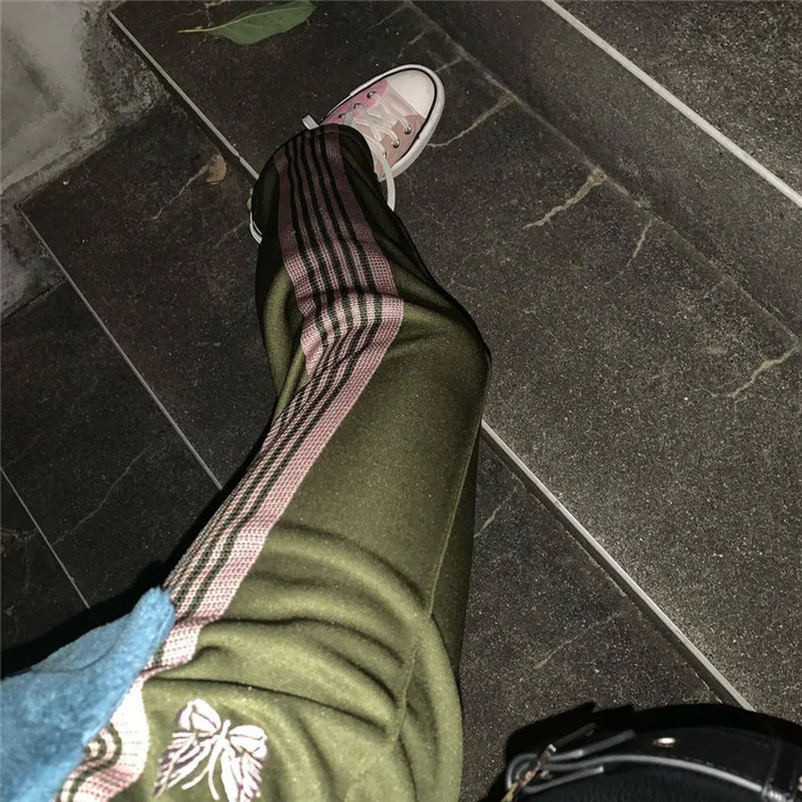 

Needles AWGE Jackets Men Women Stripe AWGE Purple Jacket Butterfly Embroidery Needles Coats