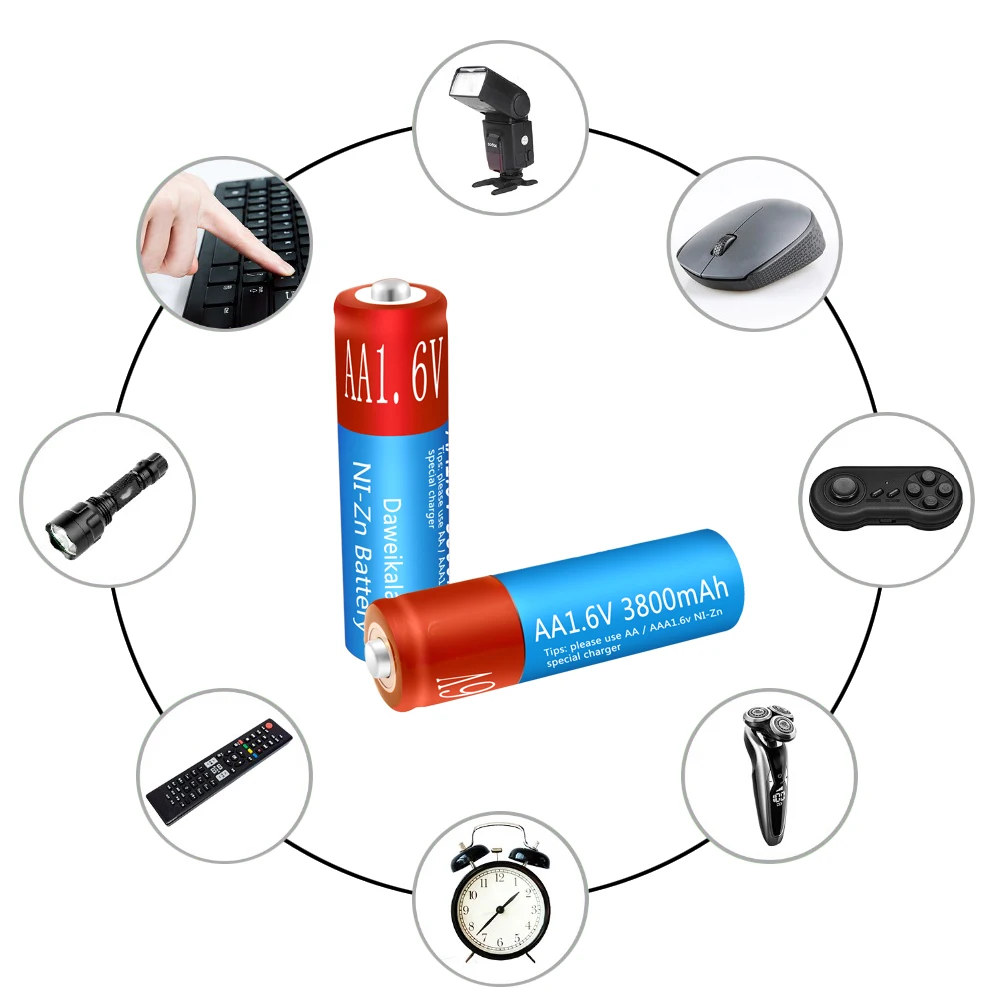 

NiZn AA Rechargeable Batteries NI-ZN 2600mWh 1.6V Battery for toys MP3 Solar Lights Digital Camera MP4 RC car & USB Charger