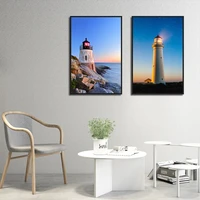wall art seaside lighthouse landscape paintings nordic ocean blue sky scenery poster prints for living room bedroom decoration