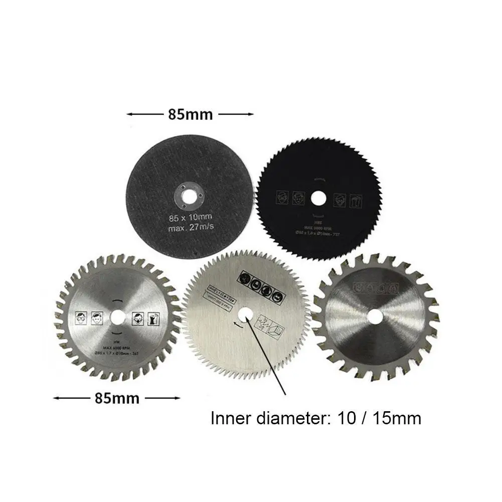 

5pcs/set 85mm Cutting Tools Wood Saw Blades For Multi-function Power Circular Tool 10mm Bore Wood Disc Cutting Blade Saw N4N7