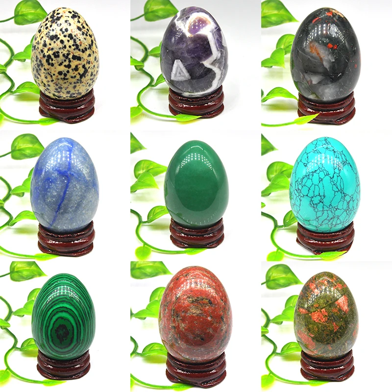 35x50MM Egg Shaped Gemstone Natural Stones Healing Crystals Agates Quartzs Minerale Polished Craft Trinket Furnishing Decoration