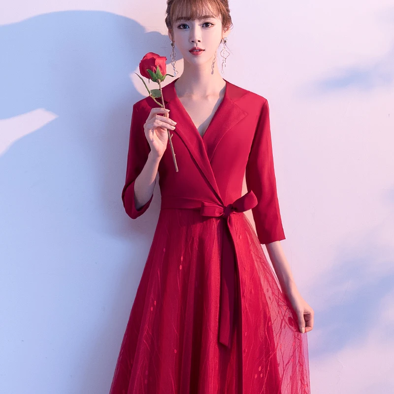 Wei yin AE0185 бордовые Вечерние платья Длинные 2020 элегантное ТРАПЕЦИЕВИДНОЕ вечернее