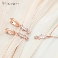 sz design new fashion cactus dangle earrings jewelry sets plant cubic zirconia pendant necklace for women girls party jewelry