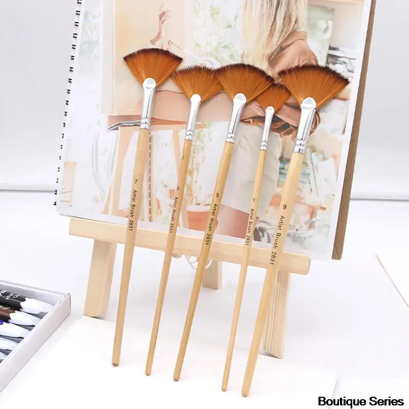 5 шт. кисти для рисования гуашью в форме веера | Канцтовары офиса и дома