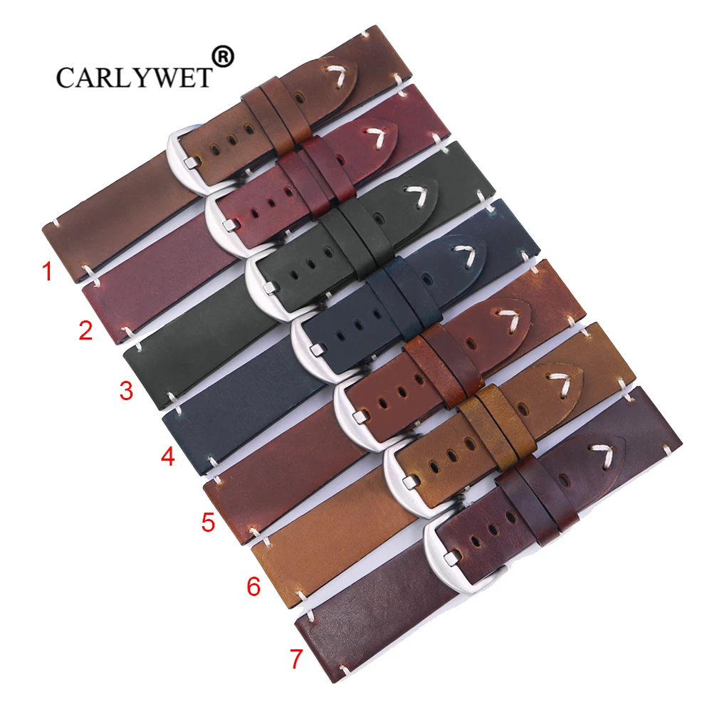 

CARLYWET 22 24 мм верх из натуральной кожи, сменный ремешок для наручных часов ремень с винтовым зажимом и пряжкой Для Panerai Tudor IWC ископаемого Tag Heuer