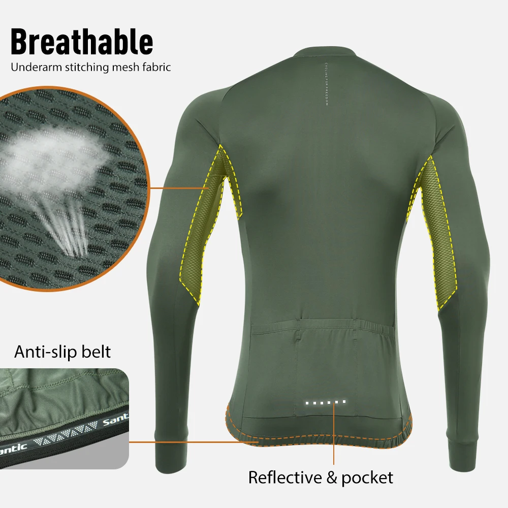 

Santic Men Cycling Jersey Long Sleeves Comfortable Breathable Sun-protective Asian Size Road Bike Tops MTB Jersey de ciclismo