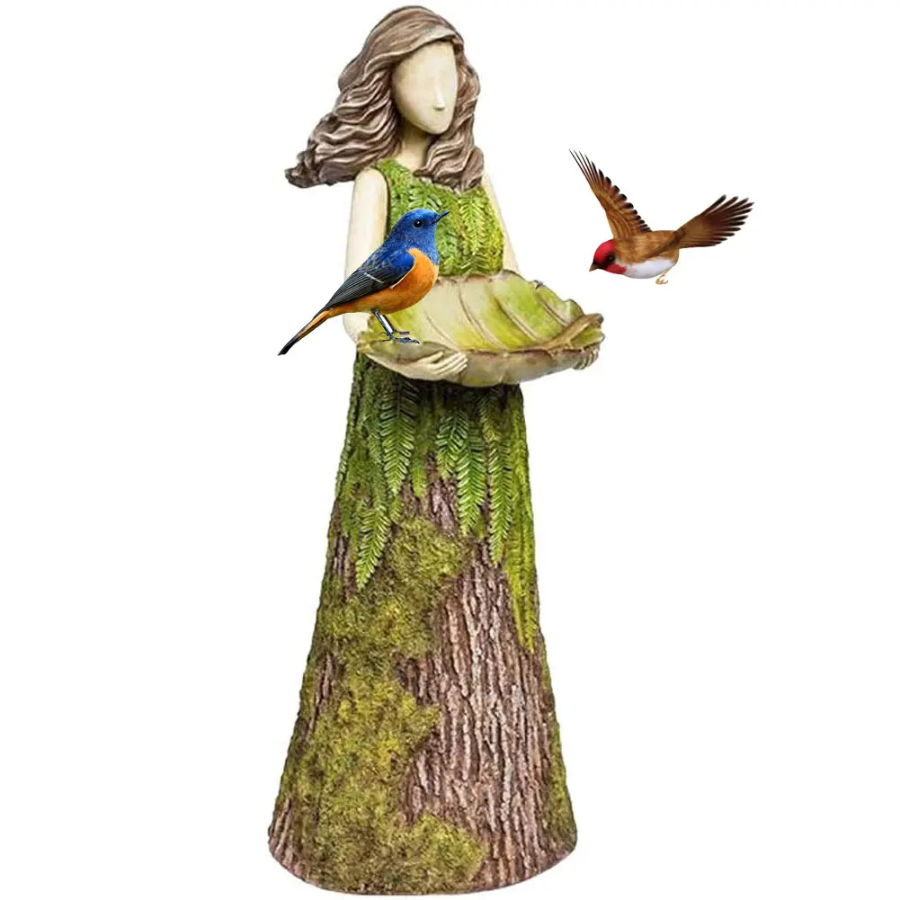 

Sherwood Fern Fairy Statuary With Bird Feeder Resin Ornament Outdoor Garden Statue Super Cute SCVD889 Cute Decoratie Figurine