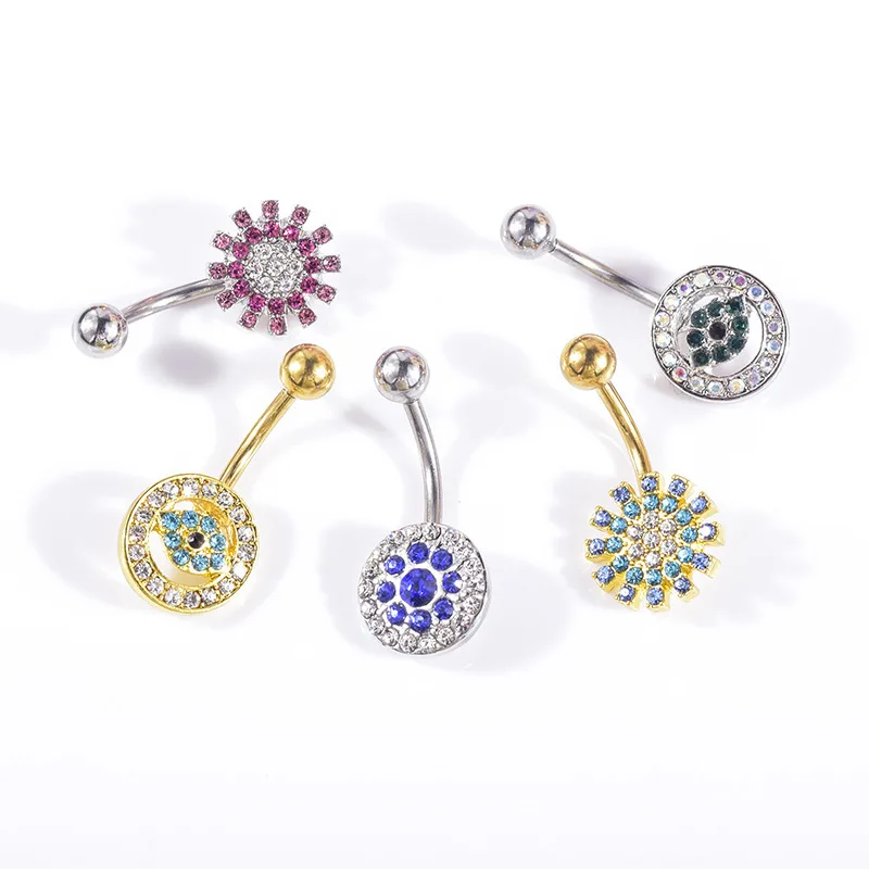 Прокол украшения короткая пупочная петля кольцо для пупка в виде цветка защита