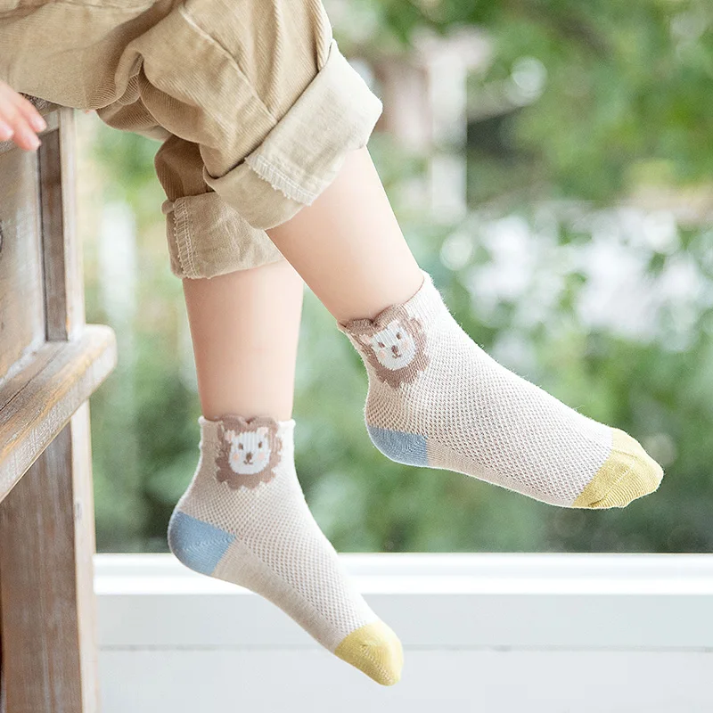 5 пар/лот Детские носки для мальчиков и девочек Сезон весна-лето Дышащие сетчатые