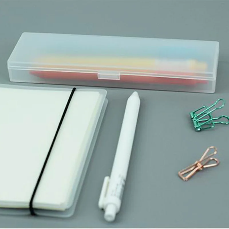 Простой Прозрачный чехол для карандашей розовый зеленый матовый пластиковый