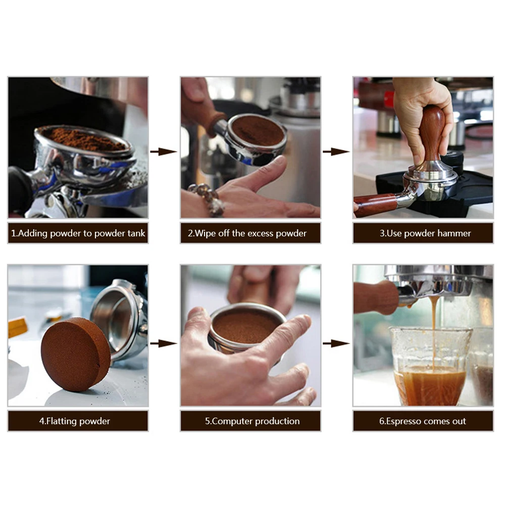 

51/58mm Wooden Handle Coffee Tamper Espresso Powder Flat Press Hammer Coffee Tamper Grinder Espresso Barista Tool
