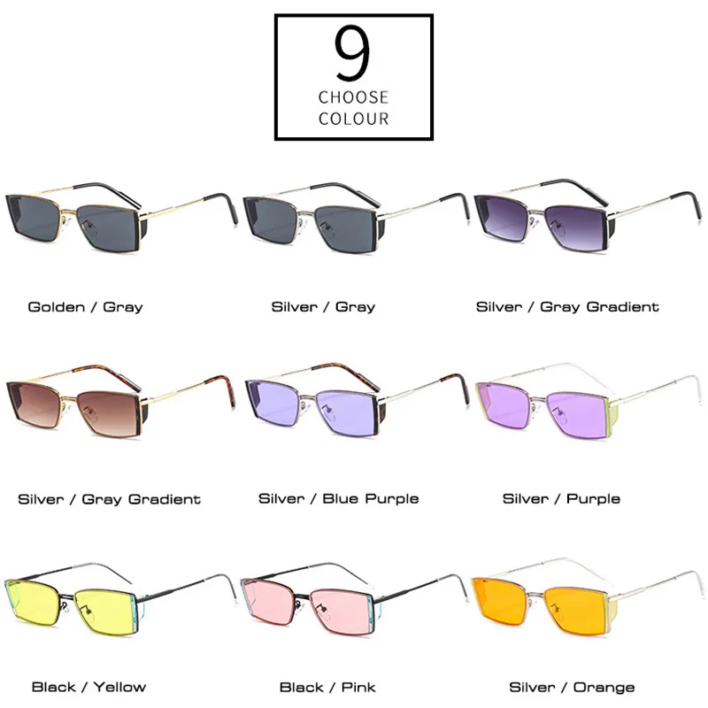 Популярные Модные прямоугольные цветные солнцезащитные очки Ins женские ретро