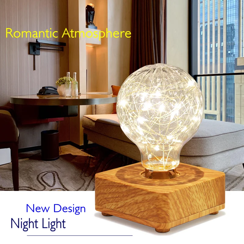 

Led New Design Atmosphere Night Light Table Lamp Desk Lighting USB Copper Wire String