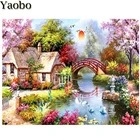 5D алмазная живопись сделай сам, вышивка крестиком, садовые дома, полная вышивка, Алмазная мозаика, живопись, цветок, весенний ландшафт, Декор