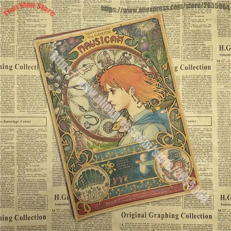 Комикс Nausicaa долина ветра ретро-постер к фильму крафт-бумага декоративная живопись