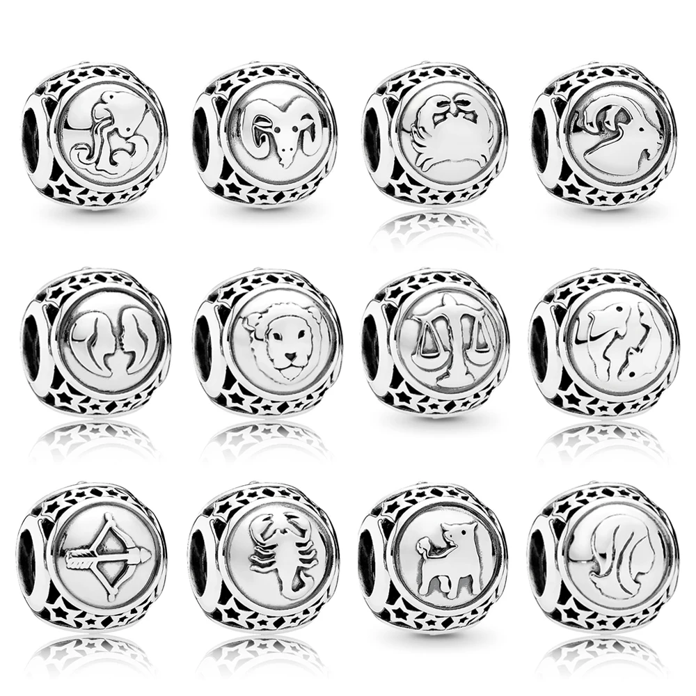 Ciondolo Con Perline In Argento Sterling 925 Originale Bilancia Leo Star Sign Charms 12 Costellazione Dello Zodiaco Misura Bracciali Pandora Gioielli 