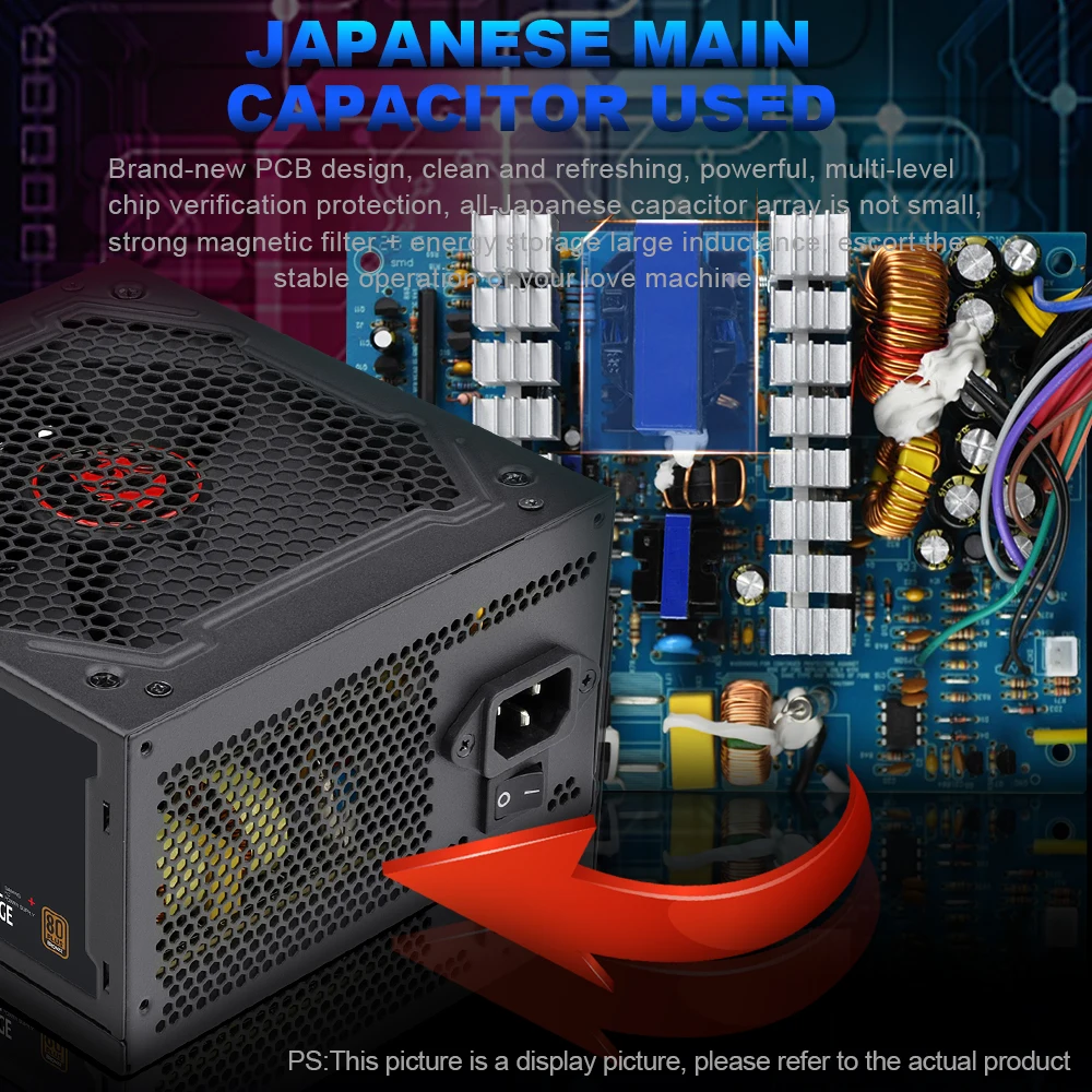 Блок питания REDRAGON RGPS для ПК 500 Вт 80PLUS бронзовый тихий игровой вентилятор 120 мм 24