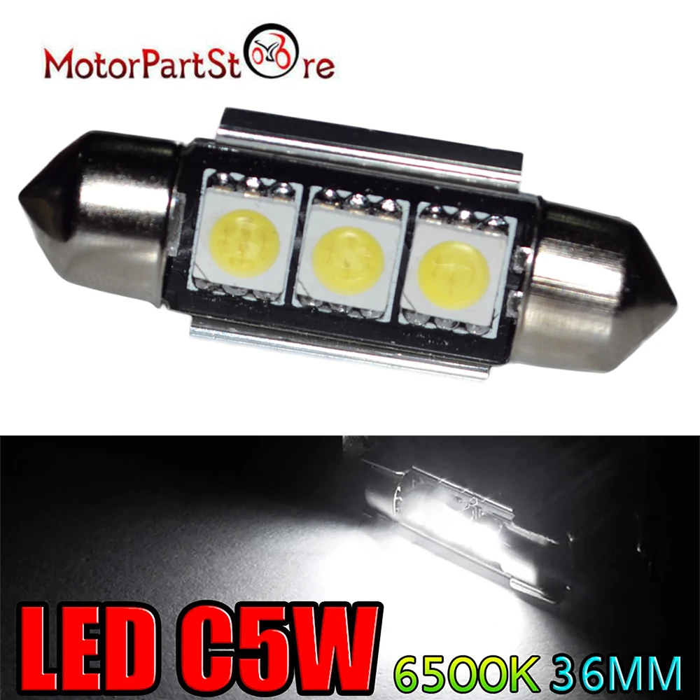 6418 светодиодный лампы 36 мм 6500K белый супер яркий Подсветка салона 3-SMD 5050 C5W