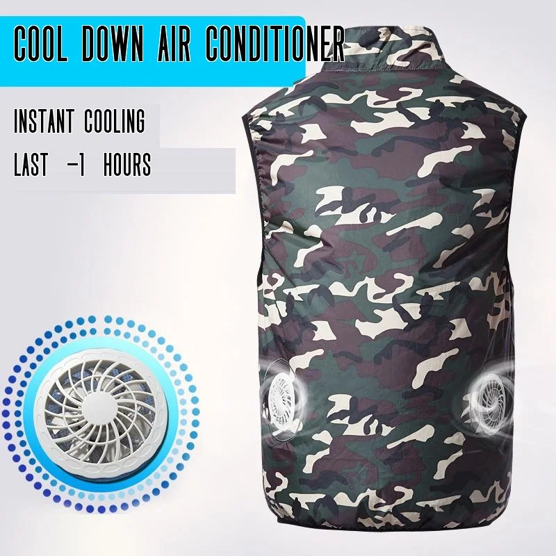 

Summer Fan Cooling Vest Men Women Air Conditioning Cool Coat Outdoor Sun Protection Jacket USB Charing Waistcoat -40