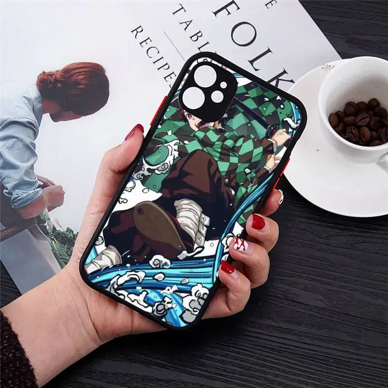 

Anime Demon Slayer Kimetsu no Yaiba Phone Case matte transparent For iphone 7 8 11 12 plus mini x xs xr pro max cover