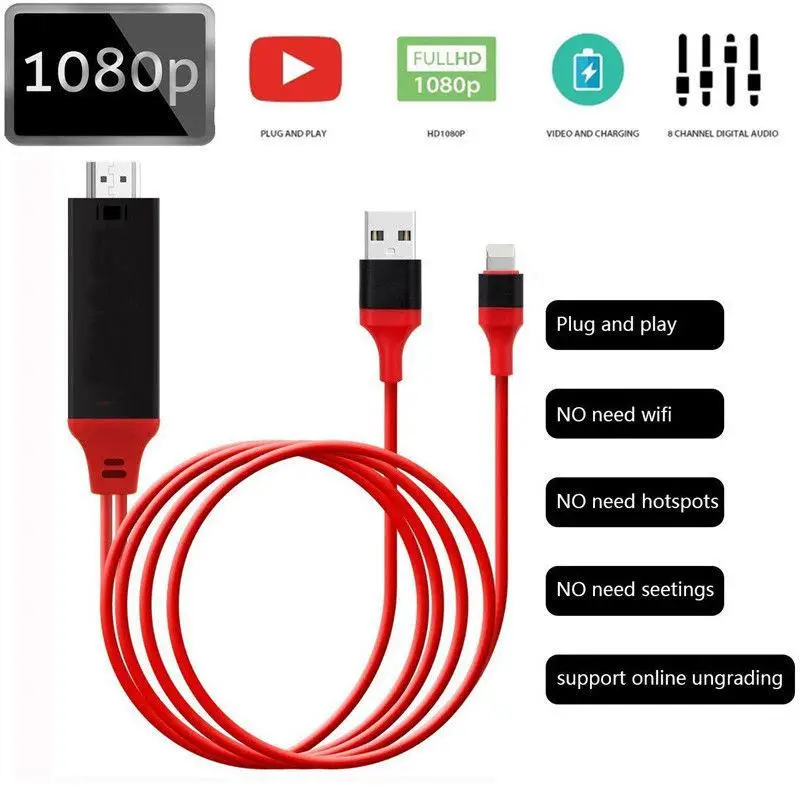 HobbyLane 1080P 6ft 8 контактный интерфейс Apple для HDMI совместимого ТВ AV адаптера кабеля iPhone