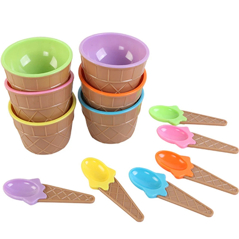 

2021 Charms Ice Cream Bowl Spoon Fluffy Slime Container Box Kids Food Play Toys Lizun Clay DIY Kit Accessories