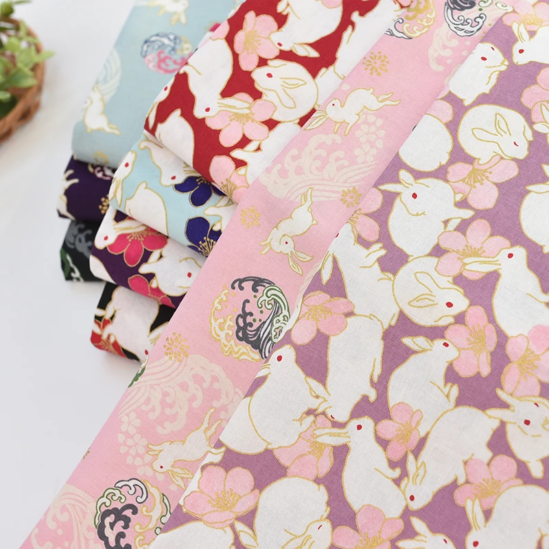 Японский ретро винтажный синий/красный/Золотой rabbit100 % хлопок бронзовая ткань для