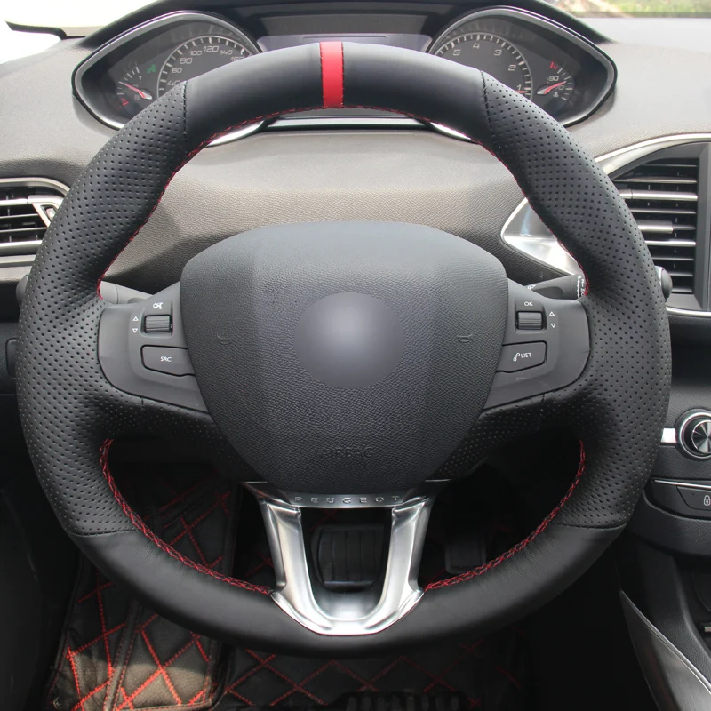 Ручной швейный чехол рулевого колеса автомобиля с запахом Funda Volante красный маркер
