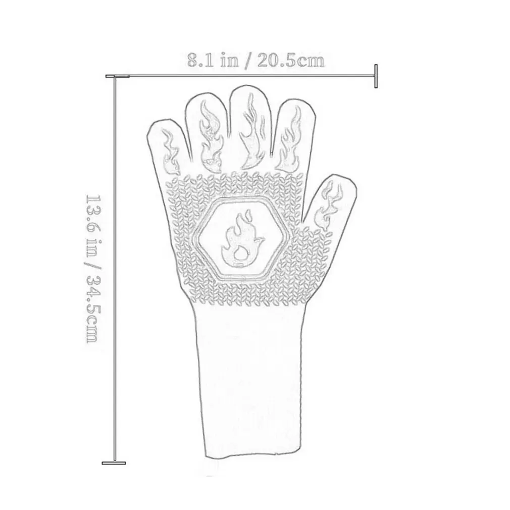 

BBQ Gloves Oven Heat Resistant Food Grade Kitchen Grill Gloves Silicone Non-Slip Cooking Gloves for Barbecue Cooking Baking