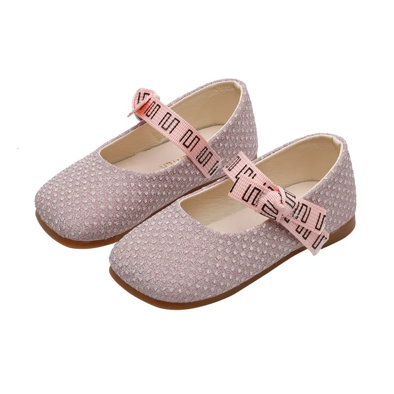 

2021 Spring Kids Girl Shoes Casuals Hook&Loop Solid Shallow Butterfly-knot Round Toe Fashion Sweet Flats