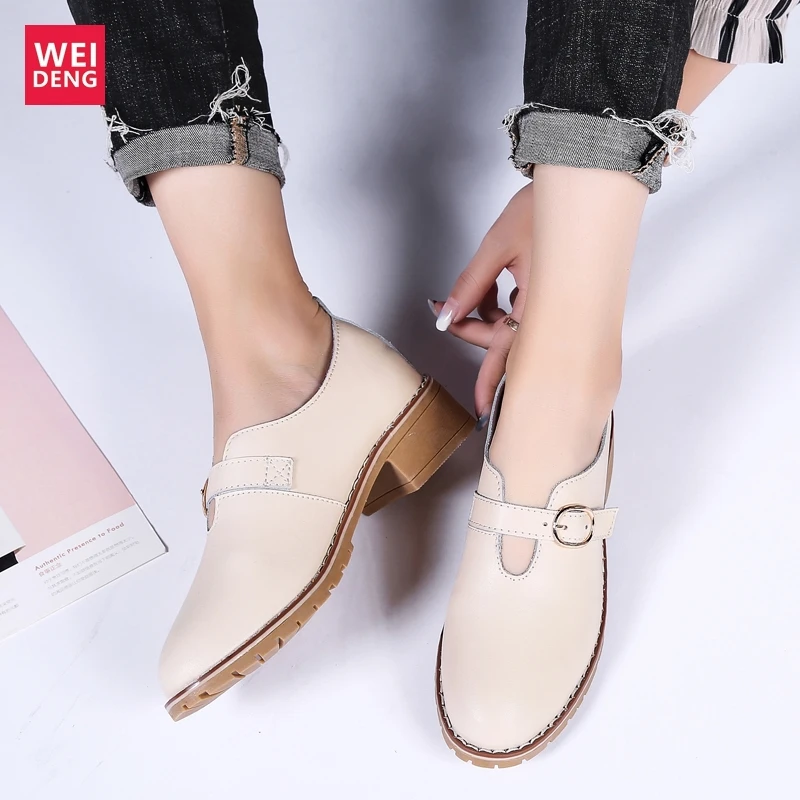 Лоферы WeiDeng женские из натуральной кожи повседневные мягкие дышащие легкие без