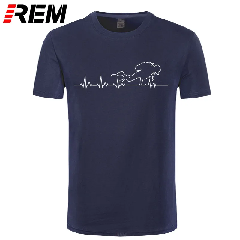 

REM Heartbeat of Diver Diving T Shirt Tshirts Men Cotton Short Sleeve Funny Scuba Dive T-shirts Tops