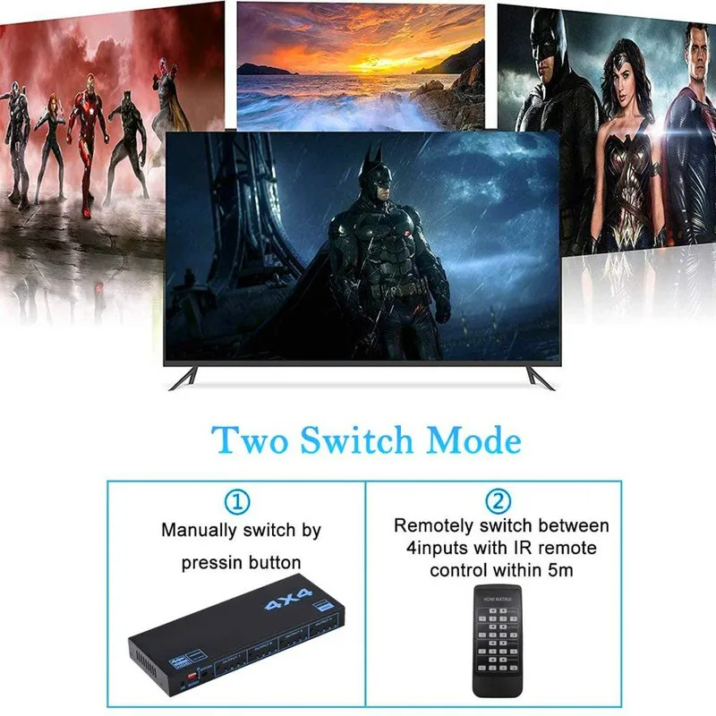 

ANPWOO Matrix HDMI-compatible Splitter 2.0 Matrix 604K Dolby Vision 4x4 Output Supports HDR HDCP2.2 Audio 3D Lossless Output